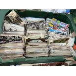 Tray box of old postcards including Yorkshire, etc.