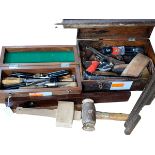 Collection of vintage tools including planes, chisels, etc including Stanley.