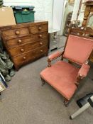 Victorian mahogany chest of two short above three long drawers, 98cm by 105cm by 47cm,