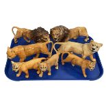 Two Beswick lions, two lionesses and three cubs (7).