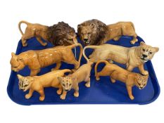 Two Beswick lions, two lionesses and three cubs (7).