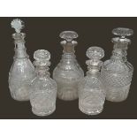 Pair and three other good 19th Century decanters (5).
