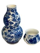 Chinese blue and white double gourd vase and small Chinese blue and white bowl (2).