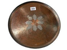 William Henry Mawson for Keswick School of Industrial Arts circular copper tray, 28cm diameter.