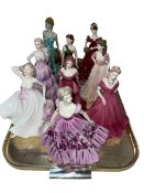 Nine Coalport lady figurines including Kate, Valerie, Jenny, etc.