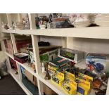 Collection of Diecast toy cars, vintage games, Speedway memorabilia, RAF ephemera, maps,