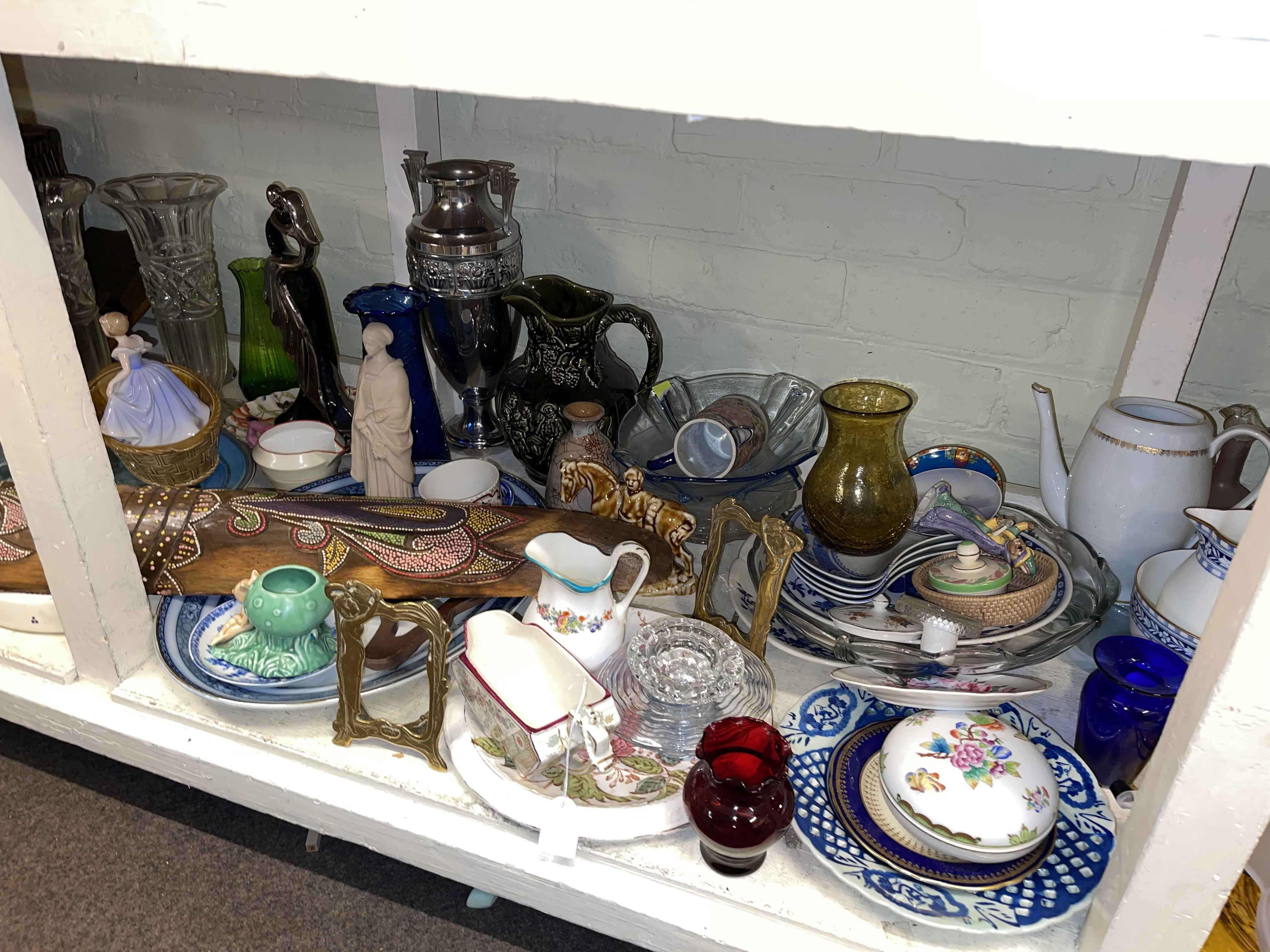 Decorative porcelain, part teawares, glass, figurines, wicker basket, etc. - Image 2 of 3