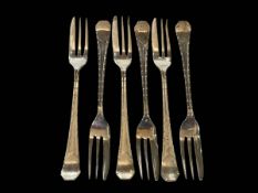 Set of six silver pastry forks, Sheffield 1925.
