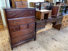 Stag Minstrel triple mirror dressing table and seven drawer chest.