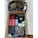 Collection of costume jewellery, silver proof 999 Guinea Equatorial coins, etc.