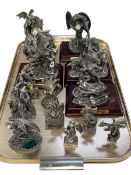 Collection of metal Wizard and Dragon figures and groups.