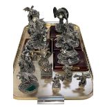 Collection of metal Wizard and Dragon figures and groups.