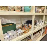 Full shelf of Ringtons, Aynsley Cottage Garden, Royal Doulton,