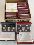 Sixteen United Kingdom Royal Mint Proof Coin Collection year sets with COAs, dating 1980s to 1990s.