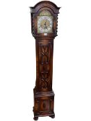 Jacobean style oak grandmother clock, 165.5cm.