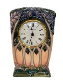 Moorcroft Pottery 'Cluny' mantel clock, c1993, 15.5cm.