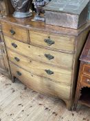 Georgian mahogany bow front chest of two short above three long graduated drawers on splayed legs,