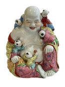 Chinese famille rose Buddha, 25cm.