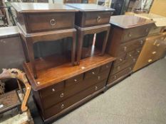 Two Stag MInstrel chest of seven and six drawers and pair single drawer pedestals (4).