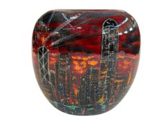 Anita Harris Hong Kong Skyline vase, 21cm.