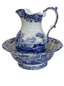 Spode Italian blue and white wash bowl and jug.