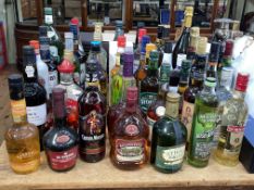 Collection of spirits, wine and champagne including Martini 150cl, Gordon's Gin 70cl,