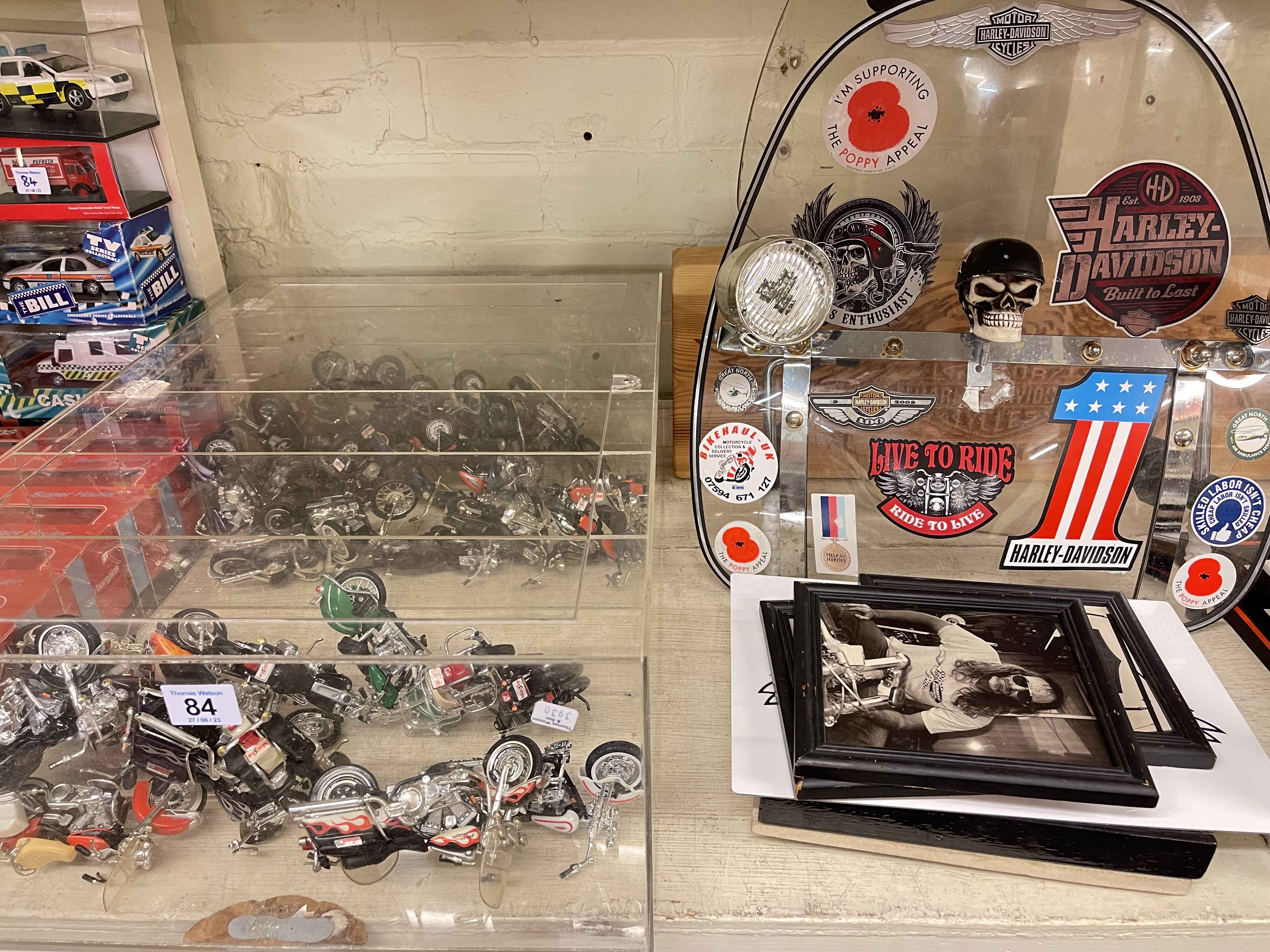 Collection of Harley Davidson memorabilia, model motorcycles, trucks and emergency vehicles, etc. - Image 4 of 6