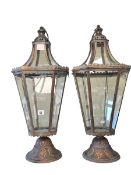 Pair of ornate hanging lanterns, 70cm high.