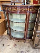 Late 19th Century inlaid mahogany shaped bow front vitrine, 122cm by 105.5cm by 40cm.
