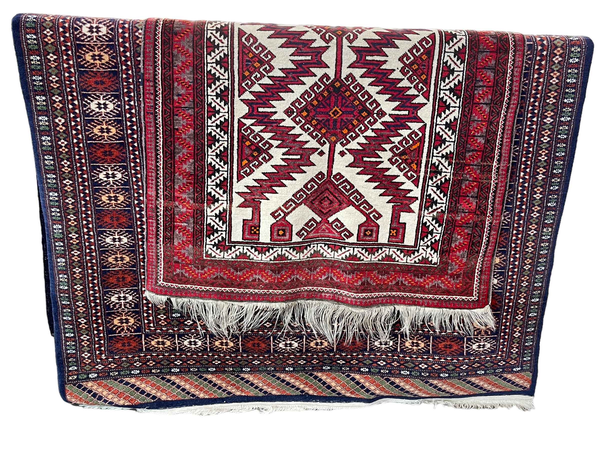 Bokhara style rug and Persian rug 2.00 by 1.27 and 1.50 by 0.85.