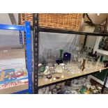 Collection of glassware including bottle, paperweights, etc,