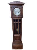 1920s/30s oak longcase clock, 183cm.