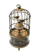 Reproduction clockwork bird in cage, 18cm.