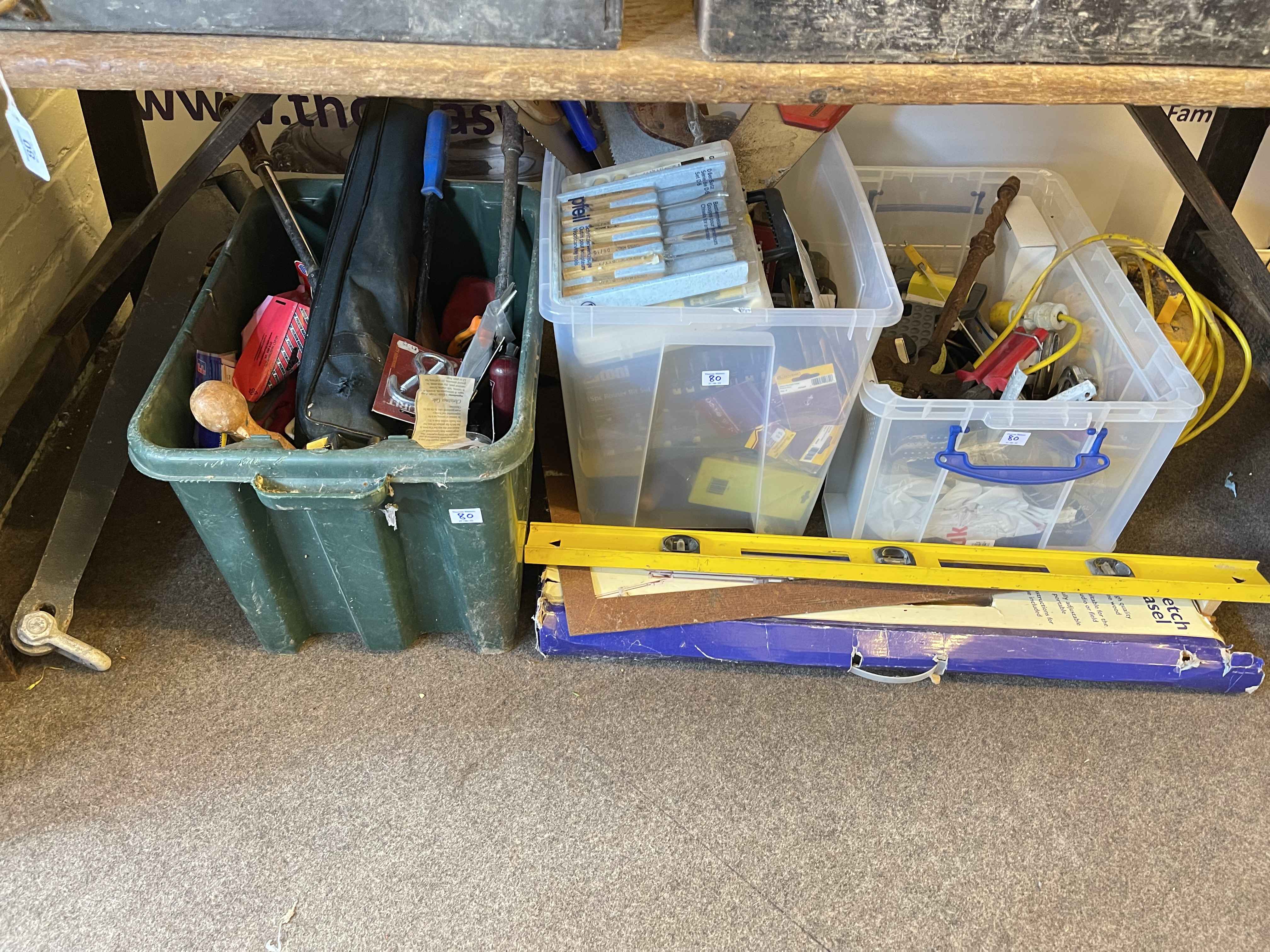 Two joiners tool boxes and large collection of tools, sack barrow, Compound mitre saw, steps, etc. - Image 4 of 4
