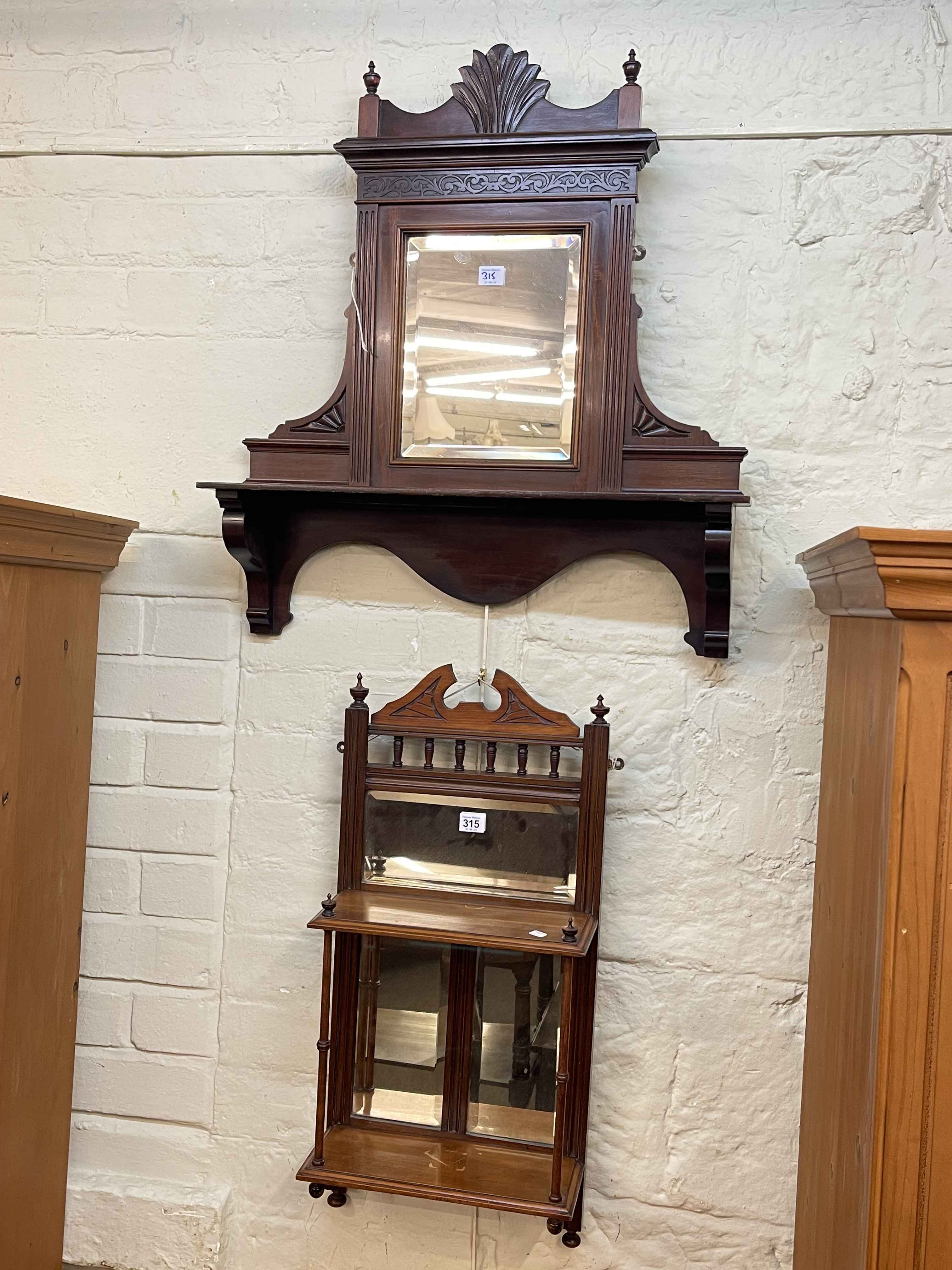 Two late Victorian bevelled hall mirrors, largest 64cm by 65.5cm.