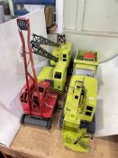 Collection of vintage toy vehicles including Triang, Tonka, etc.