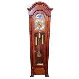 Emperor Clock Company triple weight longcase clock with moon phase dial, 195cm.