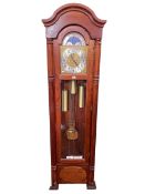 Emperor Clock Company triple weight longcase clock with moon phase dial, 195cm.