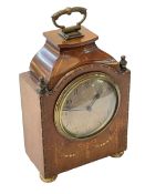 Edwardian inlaid mahogany mantel clock, 20cm.