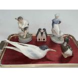 Five pieces of Royal Copenhagen including Squatting Tern, Tufted Duck and Goose Thief.