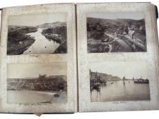 Antique albumen photograph album depicting gun dog hunting, topo Britain, etc.