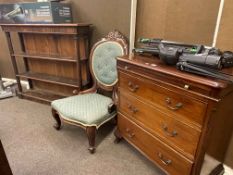 Three drawer mahogany chest and Victorian mahogany three tier open bookcase,