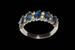 Sapphire and diamond seventeen stone ring,