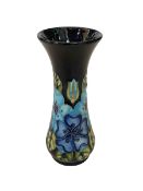 Small Moorcroft Pottery blue flowers vase, c1993, 13cm.