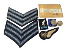 Goldfish Club cloth badge belonging to Sgt. Bennett, with membership card '...