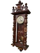 Fattorini & Sons, Bradford, Victorian walnut cased double weight Vienna style wall clock, 118cm.