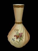 Royal Worcester blush spiral fluted vase, 27cm.