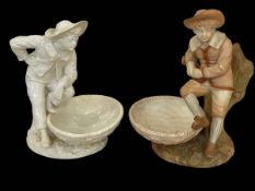 Two Royal Worcester Hadley figures of boys with basket, 21.5cm.