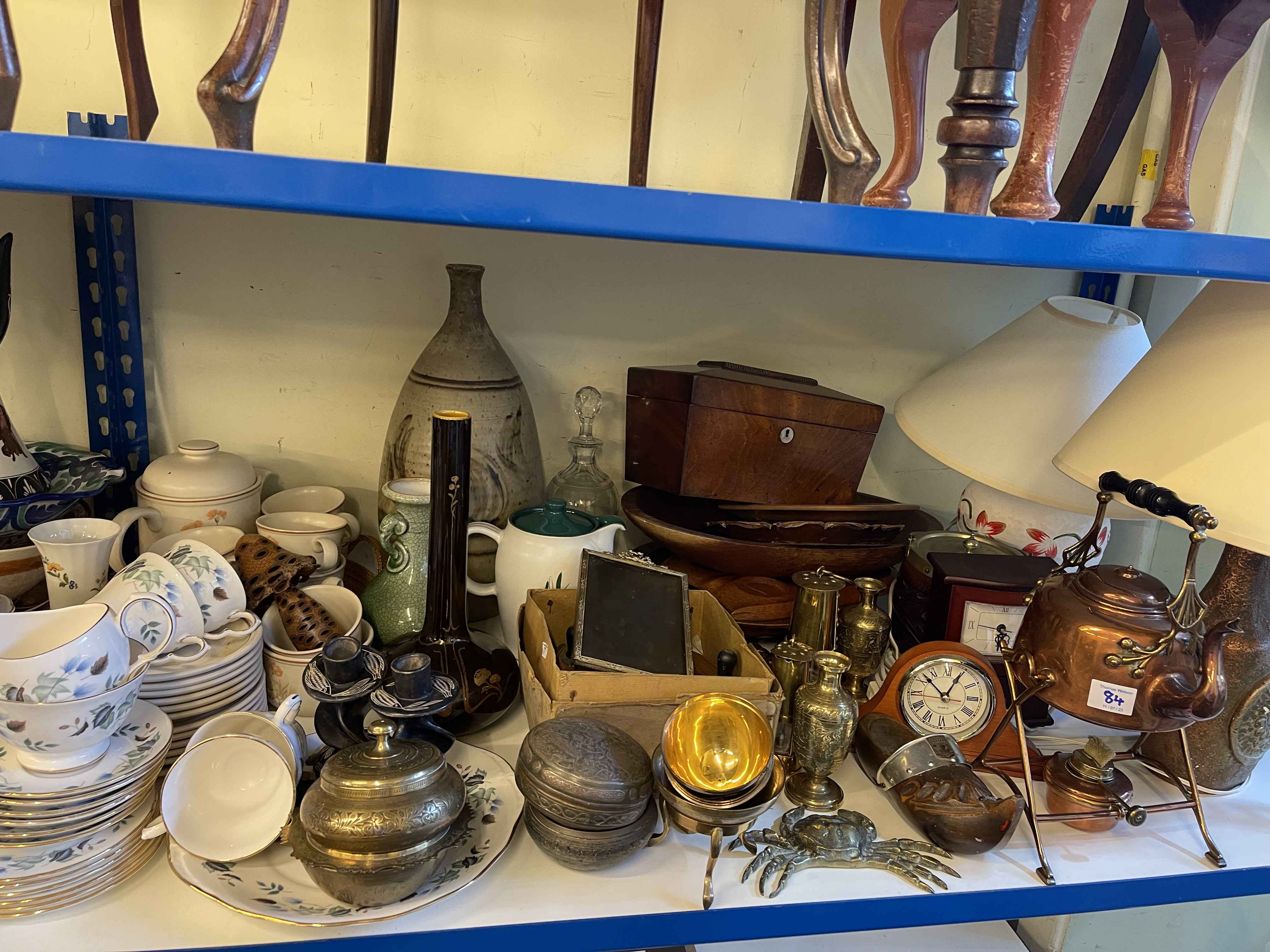 Collection of silver plated wares, table lamps, cameras, tea caddy, decorative porcelain, etc. - Image 3 of 4