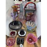 Collection of glass including vases, paperweights, etc.
